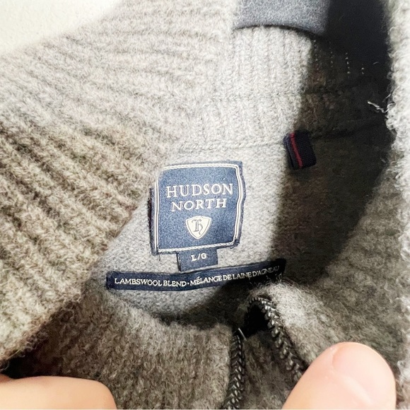 Hudson North Grey 3/4 Button Down Sweater Lambswool Men’s Size Large - Picture 2 of 3